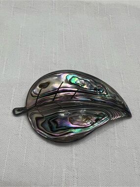 Iridescent Abalone Shell Leaf Brooch 925 HECHO EN MEXICO Multicolor